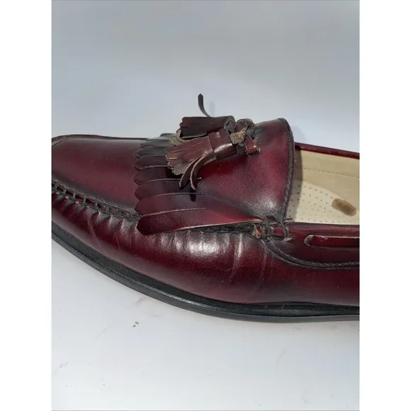GH Bass Weejuns Kiltie Loafer Mens 12 D Burgundy Tasseled Dress Shoes USA