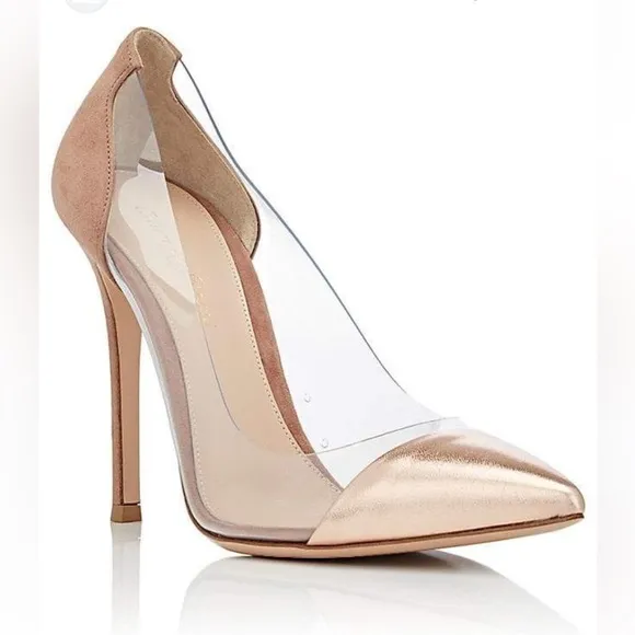 Gianvito Rossi Plexi stillito pumps size 9 1/2 10 rose gold