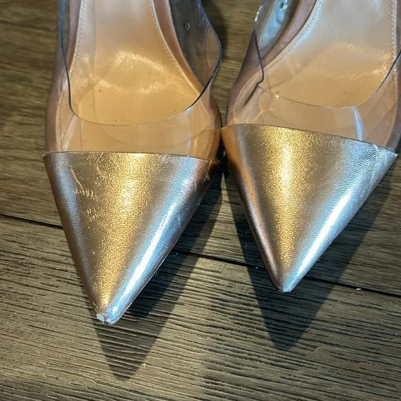 Gianvito Rossi Plexi stillito pumps size 9 1/2 10 rose gold