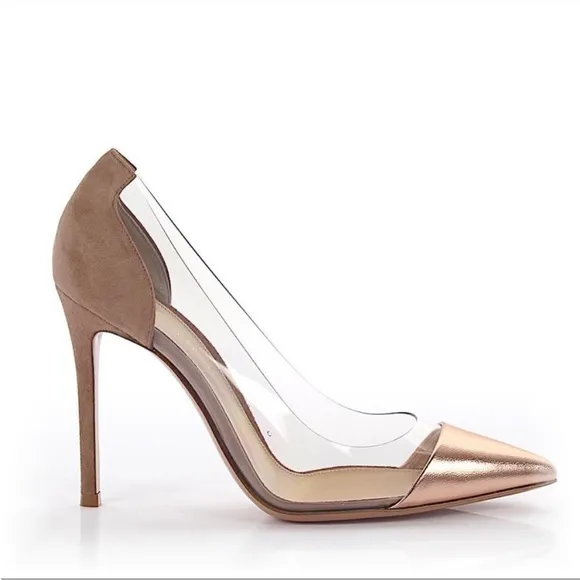 Gianvito Rossi Plexi stillito pumps size 9 1/2 10 rose gold