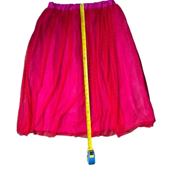 Gibsonlook x Hi Sugarplum Pink &amp; Red Swiss Dot Midi Tulle Skirt NWT Sz Med NWT
