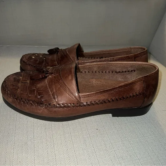Giorgio Brutini Bartell Loafers Men's 10W Brown Woven Leather Tassel Slip On