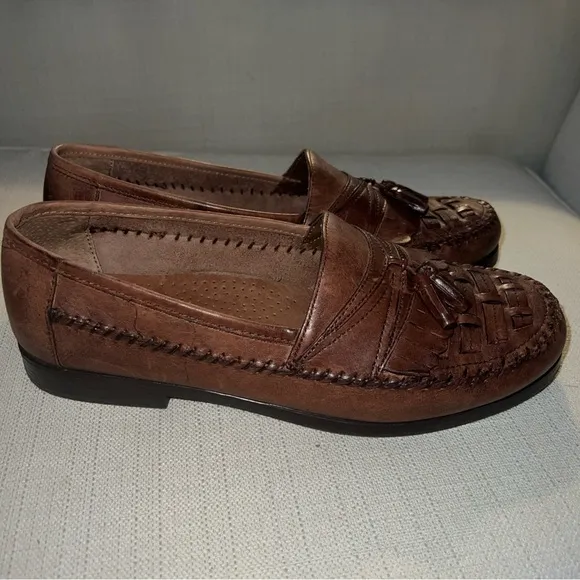 Giorgio Brutini Bartell Loafers Men's 10W Brown Woven Leather Tassel Slip On