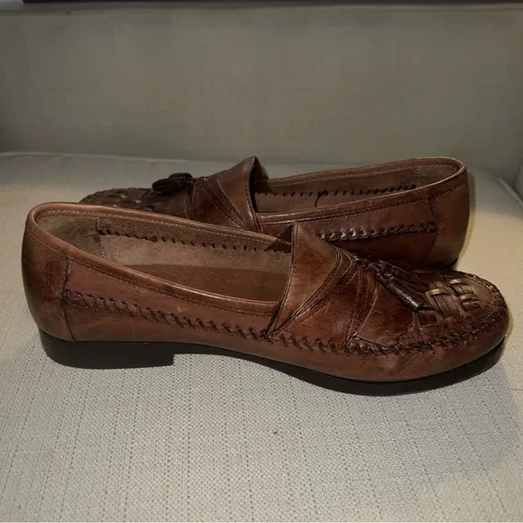 Giorgio Brutini Bartell Loafers Men's 10W Brown Woven Leather Tassel Slip On