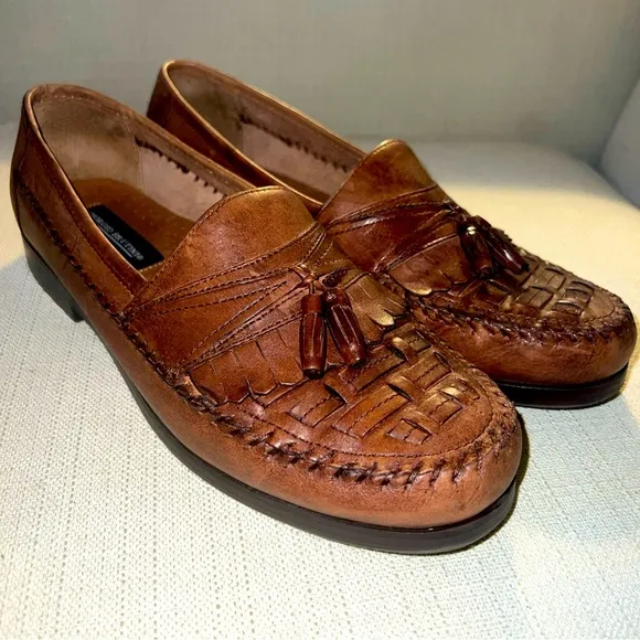 Giorgio Brutini Bartell Loafers Men's 10W Brown Woven Leather Tassel Slip On