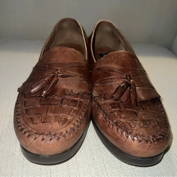 Giorgio Brutini Bartell Loafers Men's 10W Brown Woven Leather Tassel Slip On