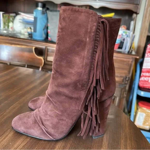 Giuseppe Zanotti Alabama Fringe Suede Boots 39.5