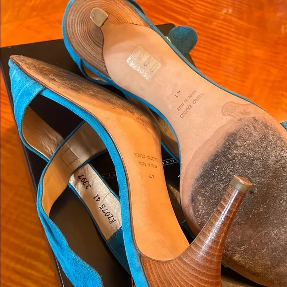Giuseppe Zanotti Blue Suede Women's Heels Sandals  3 inch
