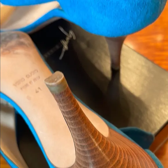 Giuseppe Zanotti Blue Suede Women's Heels Sandals  3 inch