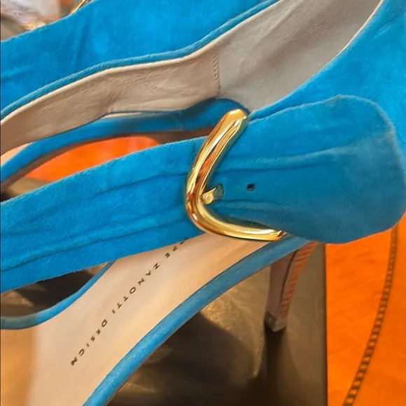 Giuseppe Zanotti Blue Suede Women's Heels Sandals  3 inch