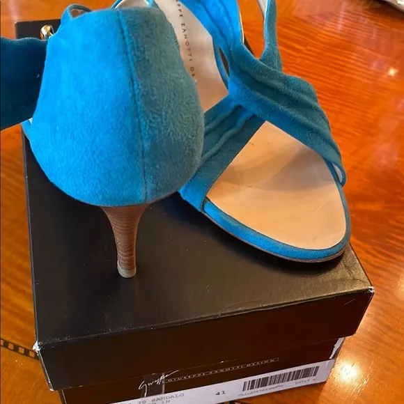 Giuseppe Zanotti Blue Suede Women's Heels Sandals  3 inch