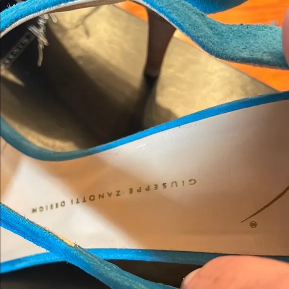 Giuseppe Zanotti Blue Suede Women's Heels Sandals  3 inch
