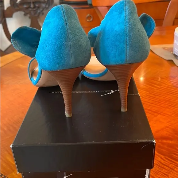 Giuseppe Zanotti Blue Suede Women's Heels Sandals  3 inch