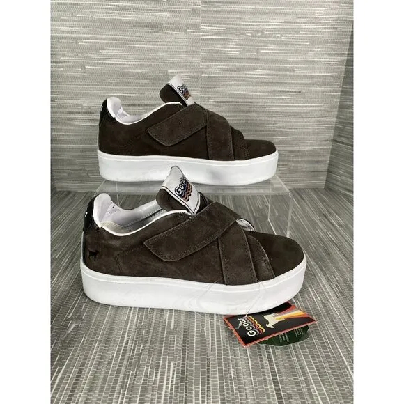 Goats Kids Girls Hook-and-Loop‎ Shoes Brown Suede Size 1