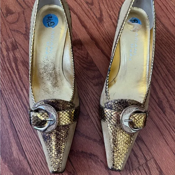 Gold Snakeskin Women's Shoes Italian Size 6,5