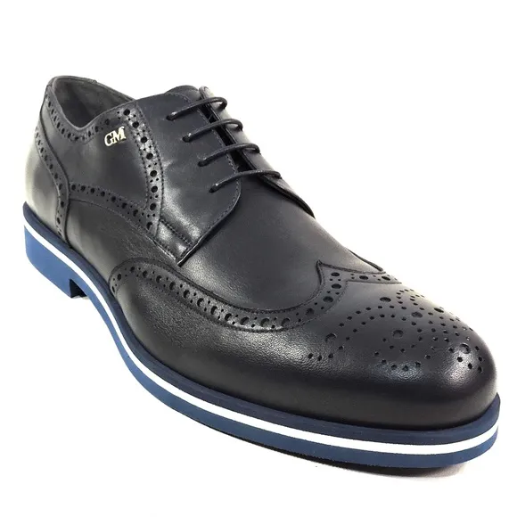 GOODMAN 🇮🇹 MEN'S NAVY BLUE SOFT LEATHER COMFORT OXFORD SHOES