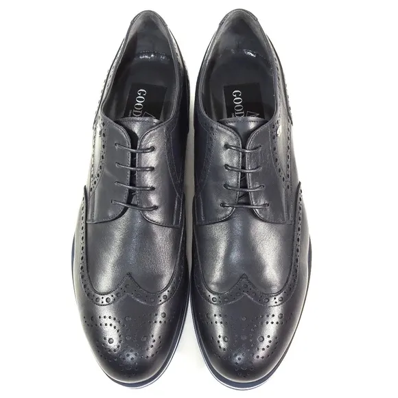 GOODMAN 🇮🇹 MEN'S NAVY BLUE SOFT LEATHER COMFORT OXFORD SHOES