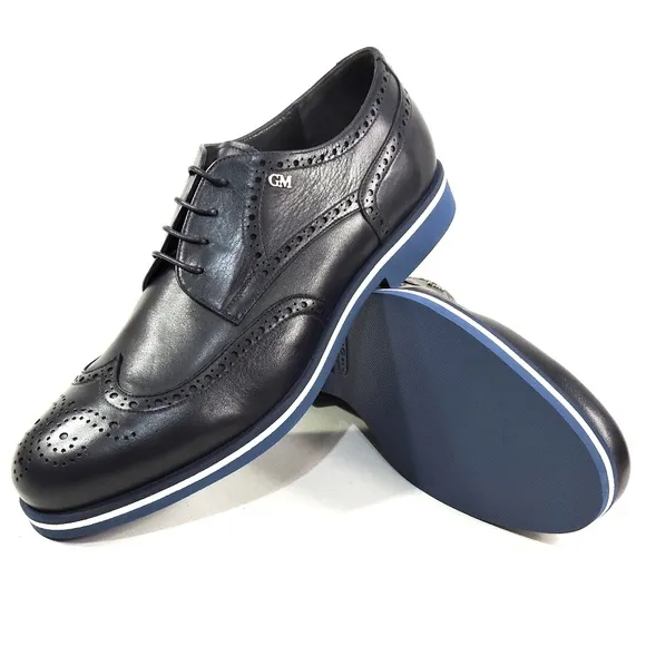 GOODMAN 🇮🇹 MEN'S NAVY BLUE SOFT LEATHER COMFORT OXFORD SHOES