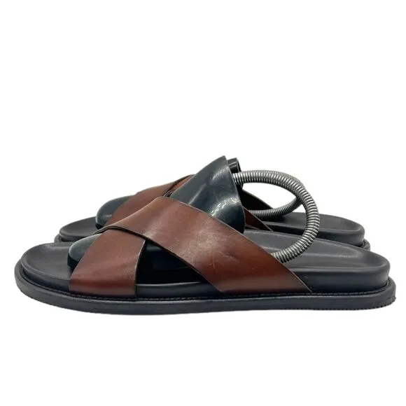 Gordon Rush Sandals Seaside Crisscross Slide Shoes in Brown
