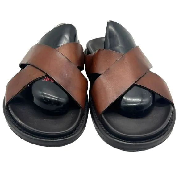 Gordon Rush Sandals Seaside Crisscross Slide Shoes in Brown