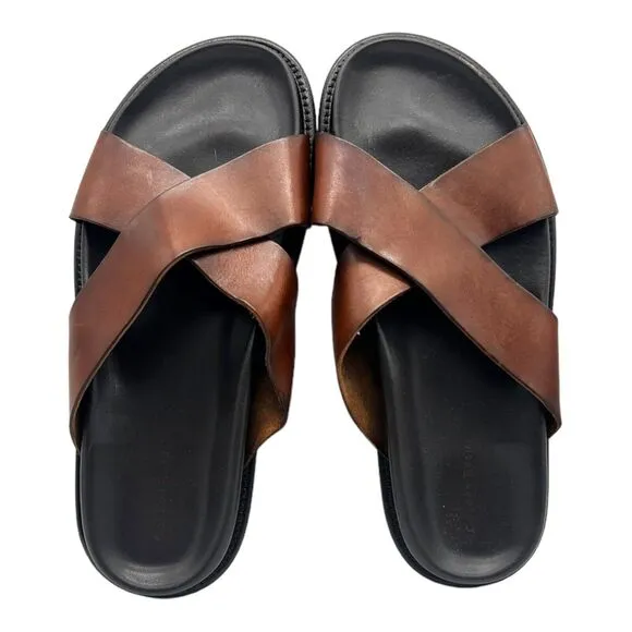 Gordon Rush Sandals Seaside Crisscross Slide Shoes in Brown