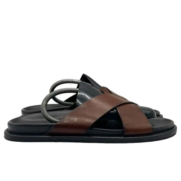 Gordon Rush Sandals Seaside Crisscross Slide Shoes in Brown