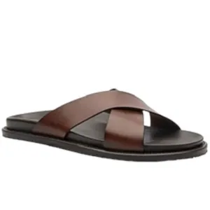 Gordon Rush Sandals Seaside Crisscross Slide Shoes in Brown
