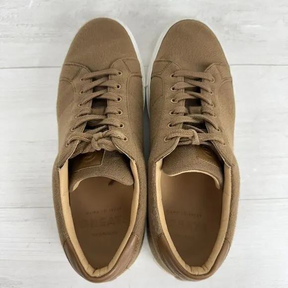 Greats Brooklyn The Royale Mens Sneakers Shoes Size 9 Brown Sueded Fabric Italy