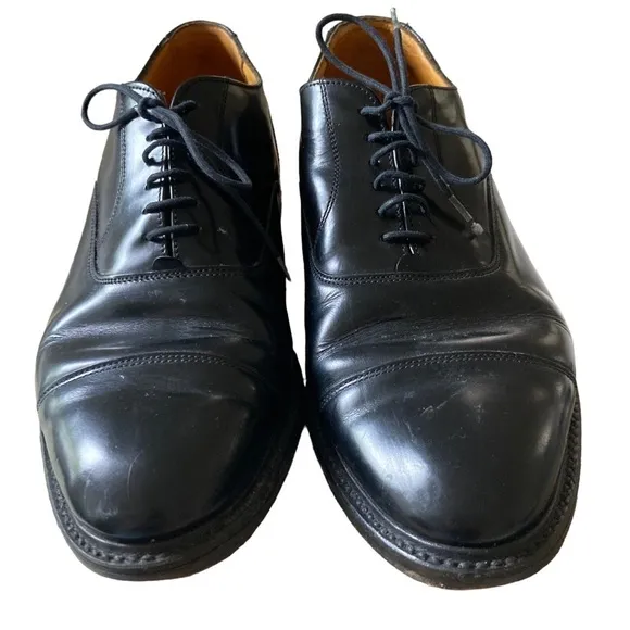 Grenson Men Black Oxford Black Leather Shoes Size 9.5