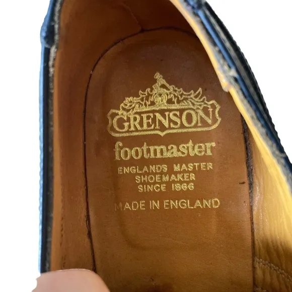 Grenson Men Black Oxford Black Leather Shoes Size 9.5