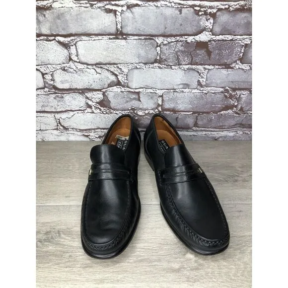 Guante Classic Black Leather Slip On Chile Loafers Dress Shoes Men Sz 9.5M US/43