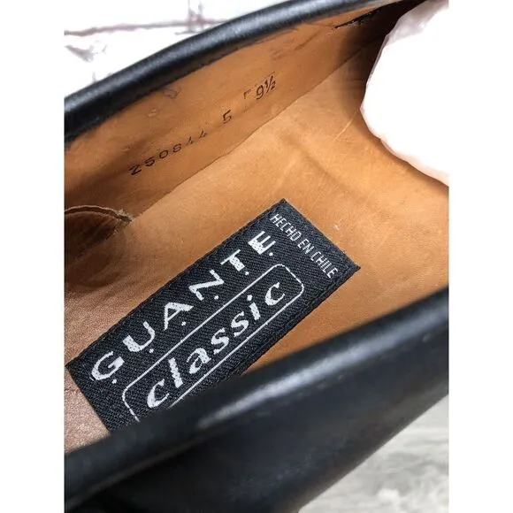 Guante Classic Black Leather Slip On Chile Loafers Dress Shoes Men Sz 9.5M US/43