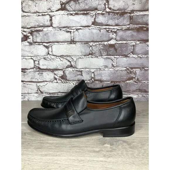 Guante Classic Black Leather Slip On Chile Loafers Dress Shoes Men Sz 9.5M US/43