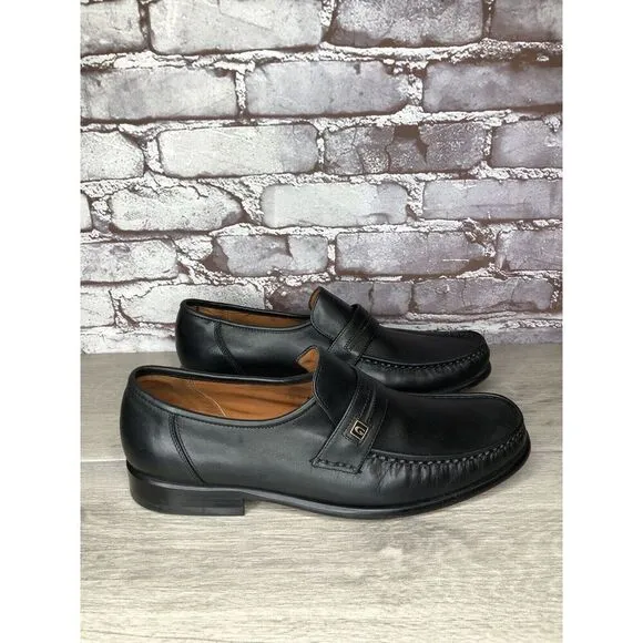 Guante Classic Black Leather Slip On Chile Loafers Dress Shoes Men Sz 9.5M US/43