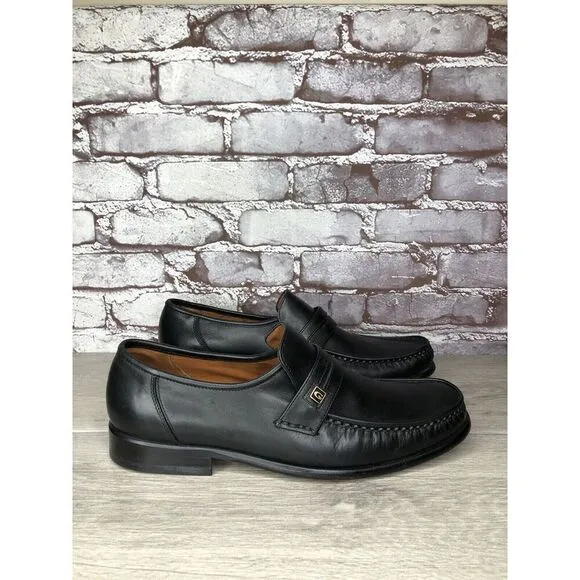 Guante Classic Black Leather Slip On Chile Loafers Dress Shoes Men Sz 9.5M US/43