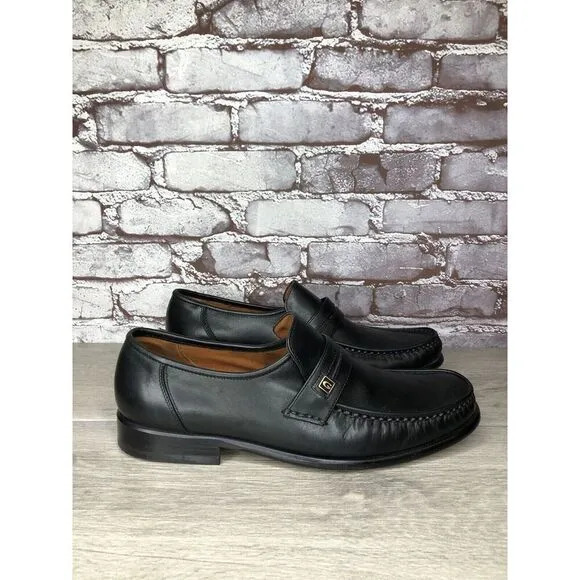 Guante Classic Black Leather Slip On Chile Loafers Dress Shoes Men Sz 9.5M US/43