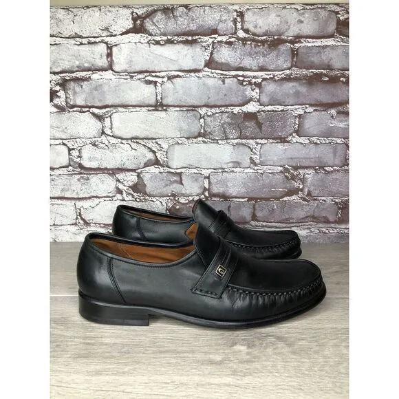 Guante Classic Black Leather Slip On Chile Loafers Dress Shoes Men Sz 9.5M US/43
