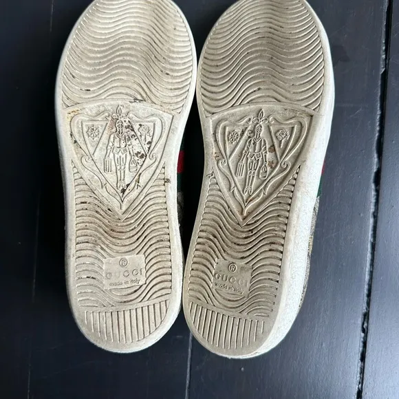Gucci Brown and Red Sneakers with Iconic Pattern