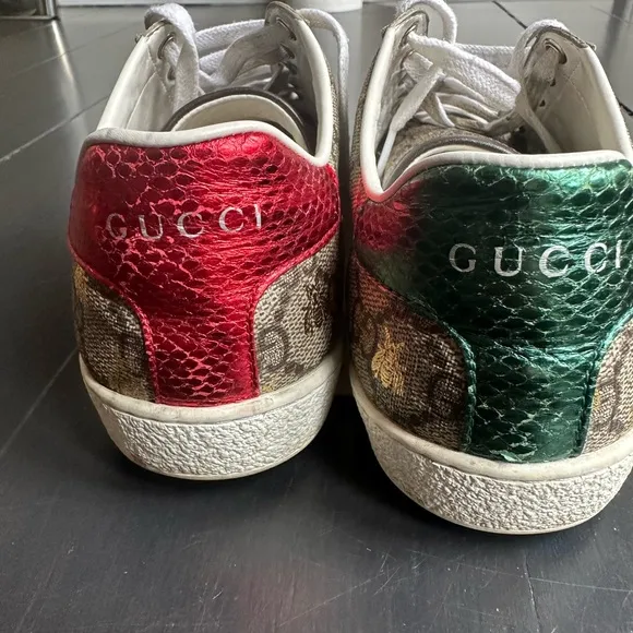 Gucci Brown and Red Sneakers with Iconic Pattern