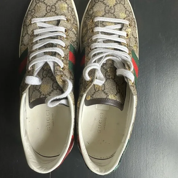 Gucci Brown and Red Sneakers with Iconic Pattern