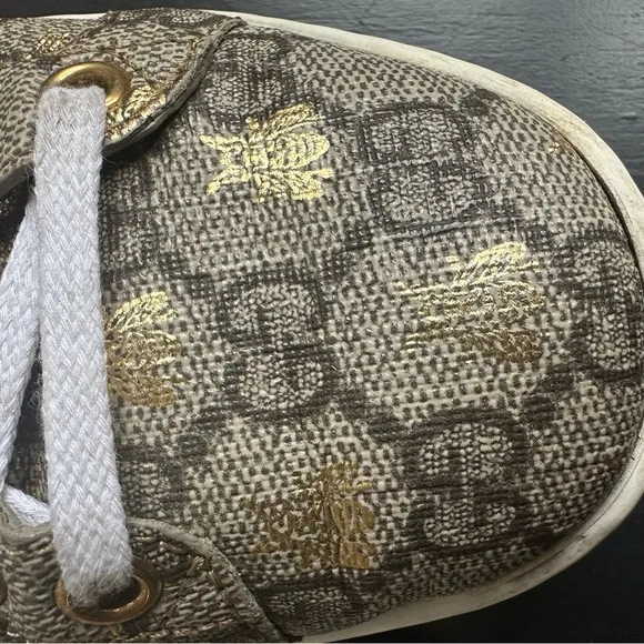 Gucci Brown and Red Sneakers with Iconic Pattern