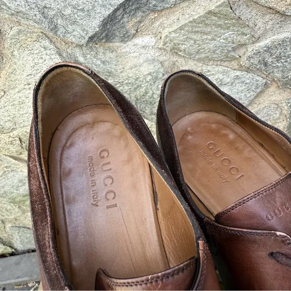 Gucci Brown Leather Derby Dress Shoes men’s 8.5