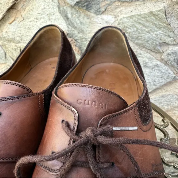 Gucci Brown Leather Derby Dress Shoes men’s 8.5