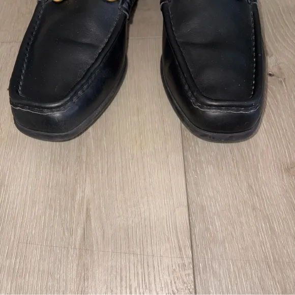 Gucci Choc Black Leather Gold Horsebit Driving Loafers US 9.5 D Men’s 117708