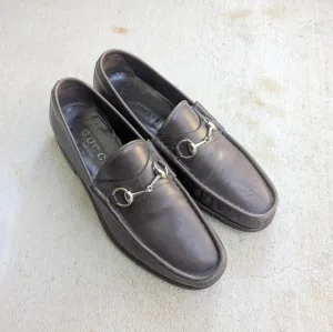 Gucci Horsebit Loafers Brown Leather 10.5 D Men Snaffle Dress Shoes