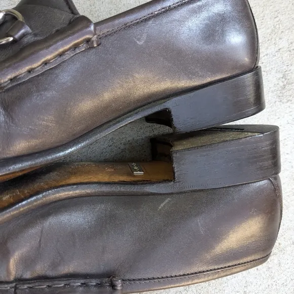Gucci Horsebit Loafers Brown Leather 10.5 D Men Snaffle Dress Shoes
