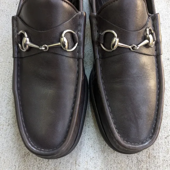 Gucci Horsebit Loafers Brown Leather 10.5 D Men Snaffle Dress Shoes