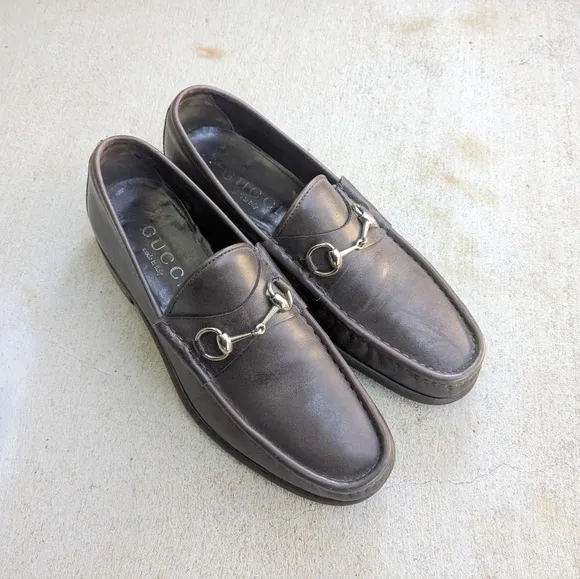 Gucci Horsebit Loafers Brown Leather 10.5 D Men Snaffle Dress Shoes