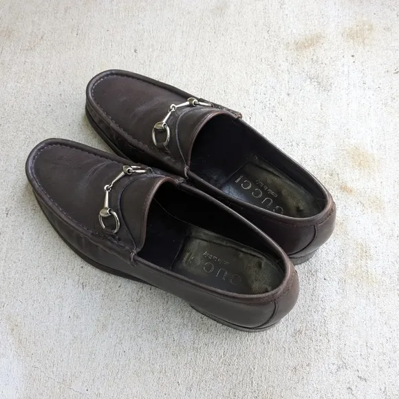 Gucci Horsebit Loafers Brown Leather 10.5 D Men Snaffle Dress Shoes