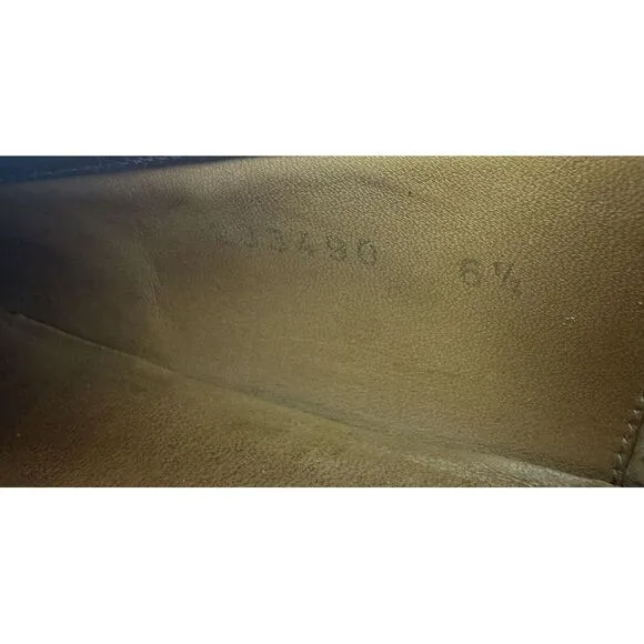 Gucci Men's Brown Leather Mila‎ Wimbledon Logo Loafers Size 6.5 Shoes